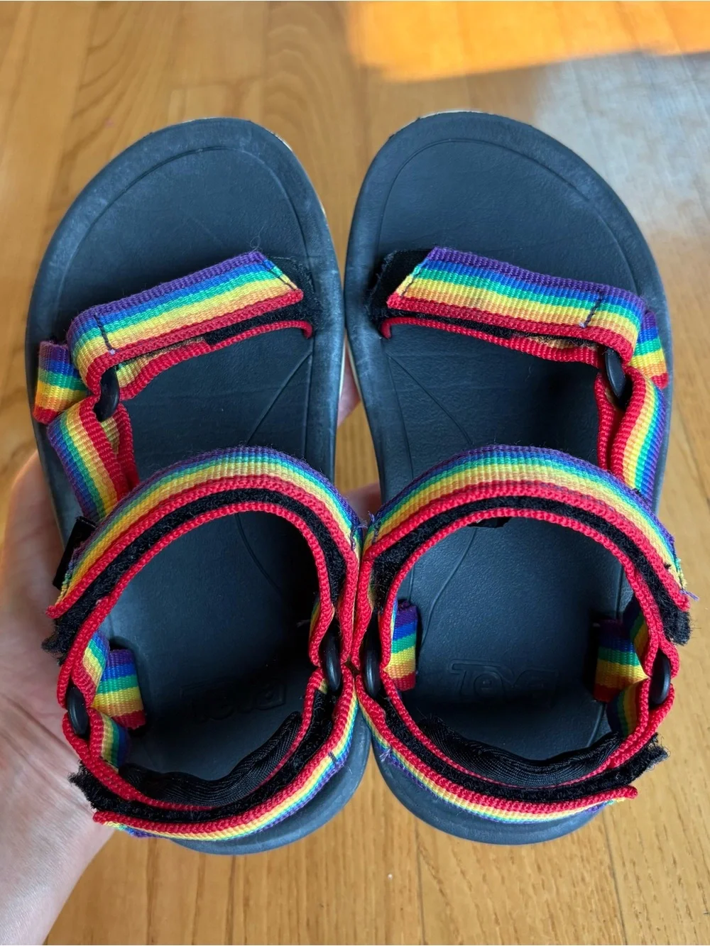 Teva Hurricane XLT 2 Sandals Colorful Rainbow Black Striped Unisex Kids Size 11